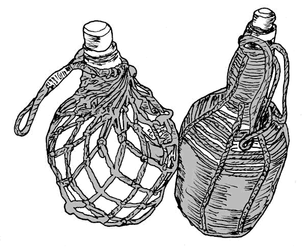 Two Bottles with Cord Wrappings.