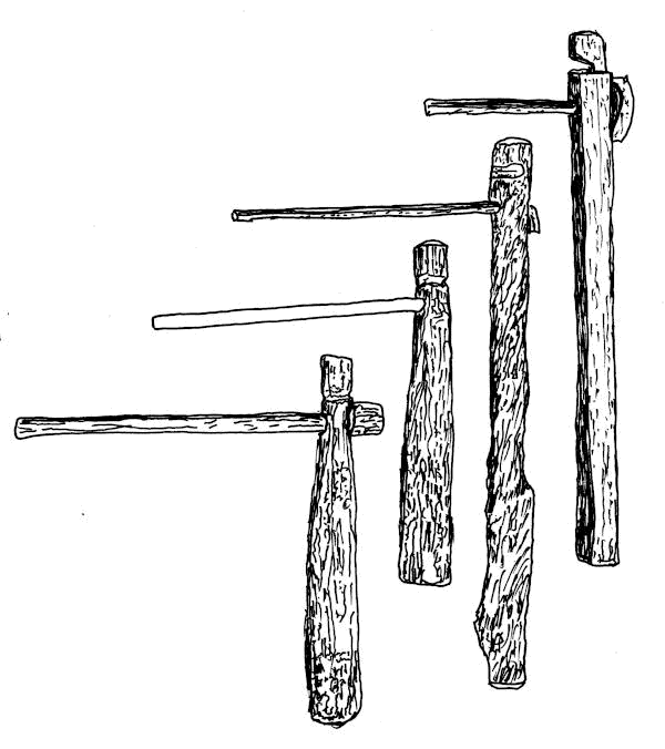 Sketch of an assortment of rope spinners.