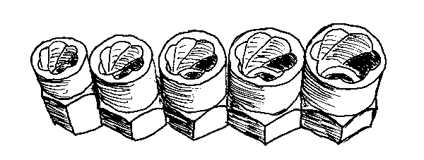Sketch of a set of modern bolt extractors.