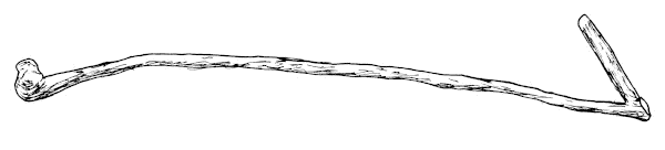 Sketch showing a crook made from a forked branch.