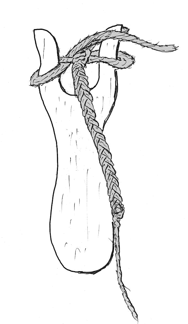 Sketch of a lucet and the knit cord it produces.