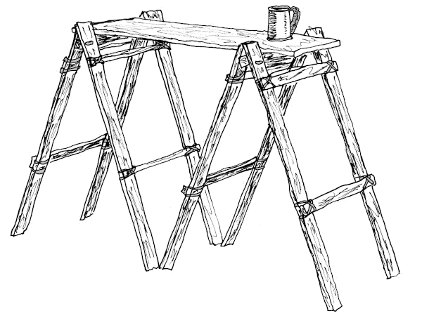 Sketch of a simple wooden table.  Version 2.